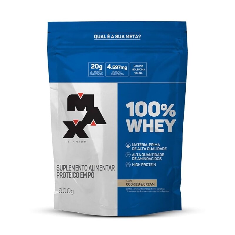 100% Whey Refil (900G) - Cookies and Cream - Max Titanium