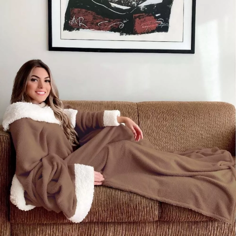Cobertor Com Mangas Com Sherpa Aconchego - Casa Dona