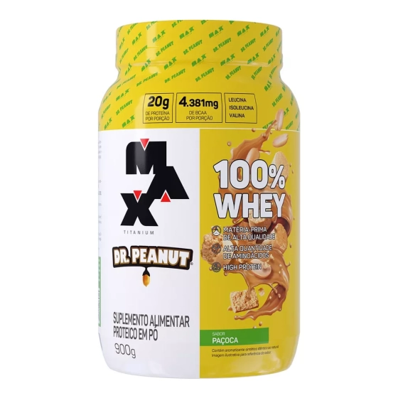 100% Whey Max Titanium X Dr Peanut 900g Paçoca Max Titanium
