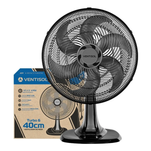 Ventilador De Mesa Oscilante 40 cm 6 Pás Turbo Preto Ventisol 220v