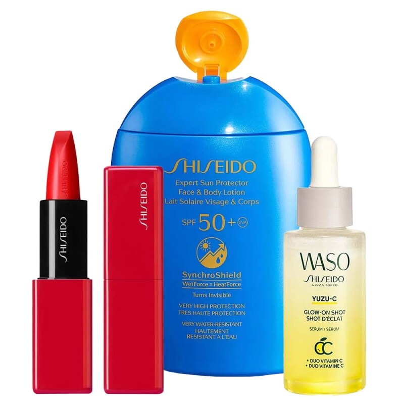 Shiseido - Batom + Protetor Solar Facial + Sérum Facial Bifásico Kit Presenteável