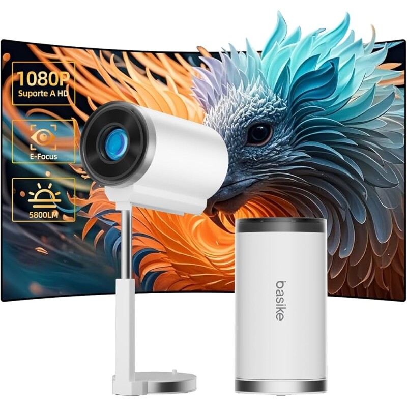 Mini Projetor Portatil 1080P 4K Full HD 5G Wifi 5 BT 5.0 Android 13 LED Projector Auto de Correcção Trapezóide Horizo