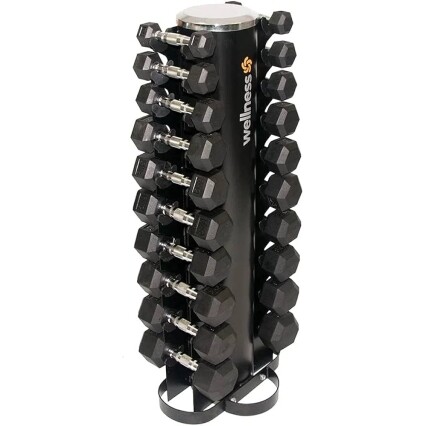 Kit 10 Halteres Emborrachados Hexagonal 1 A 10 KG Wellness Torre Não Inclusa - WK089