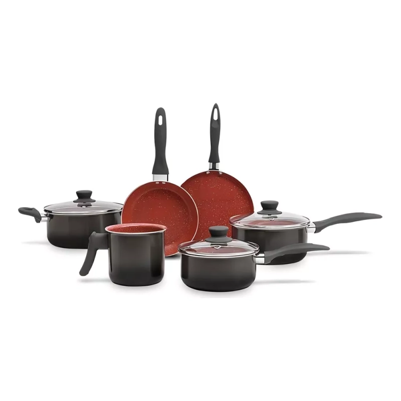 Jogo De 6 Panelas Cerâmicas Antiaderente Life Easy Brinox Cor Preto