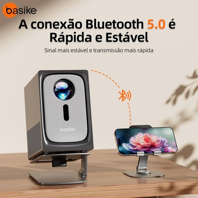 Mini Projetor Portátil 4K Full HD 12000 Lumens Foco e Correção Automáticos WiFi 5G+2.4G Bluetooth 5.2 Alto-Falante 5