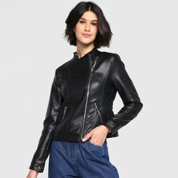 Jaqueta Facinelli PU Detalhe Matelassê Feminina - Jaqueta Feminina