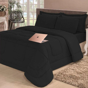 Kit Edredom Dupla Face Casal Queen com Lençol Cotex 6 Peças