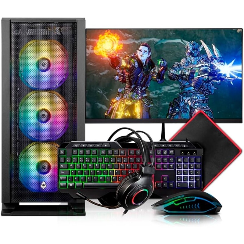 PC Gamer Completo Mancer AMD Ryzen 5 3400G 16GB DDR4 SSD 480GB Fonte 500W 80 Plus