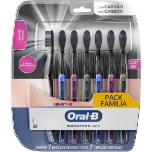 Escova de Dente Oral-B Indicador Black Charcoal - 7 Unidades
