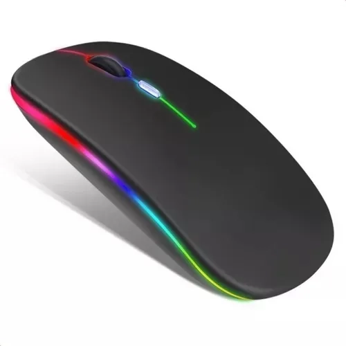 Mouse MK6800 Sem Fio Recarregável Led Carregador Bateria Cor Preto