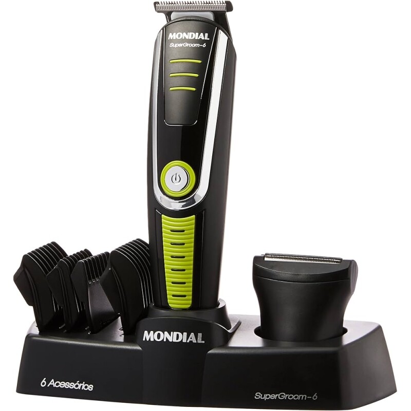 Aparador de Pelos Super Groom 06 Mondial Preto/Verde 6W Bivolt - BG-04