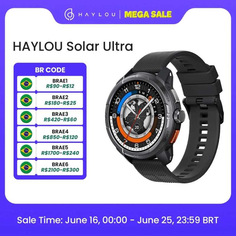 Haylou solar ultra gps relógio inteligente 1.6 "display amoled 60hz taxa de atualização chamadas bluetooth 5atm resis