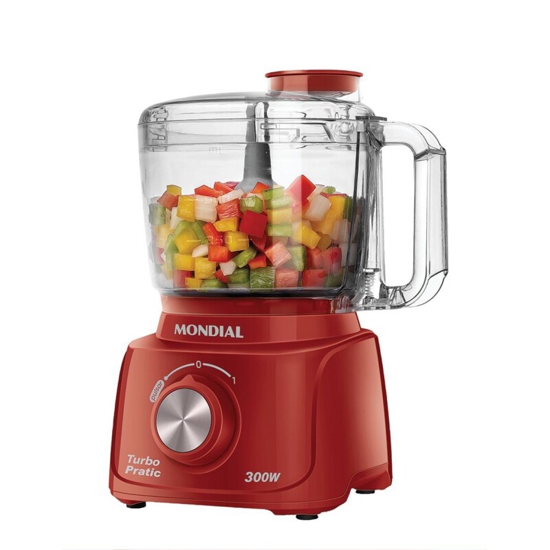 Mini Processador Mondial Turbo Pratic 300W Vermelho - MP16R