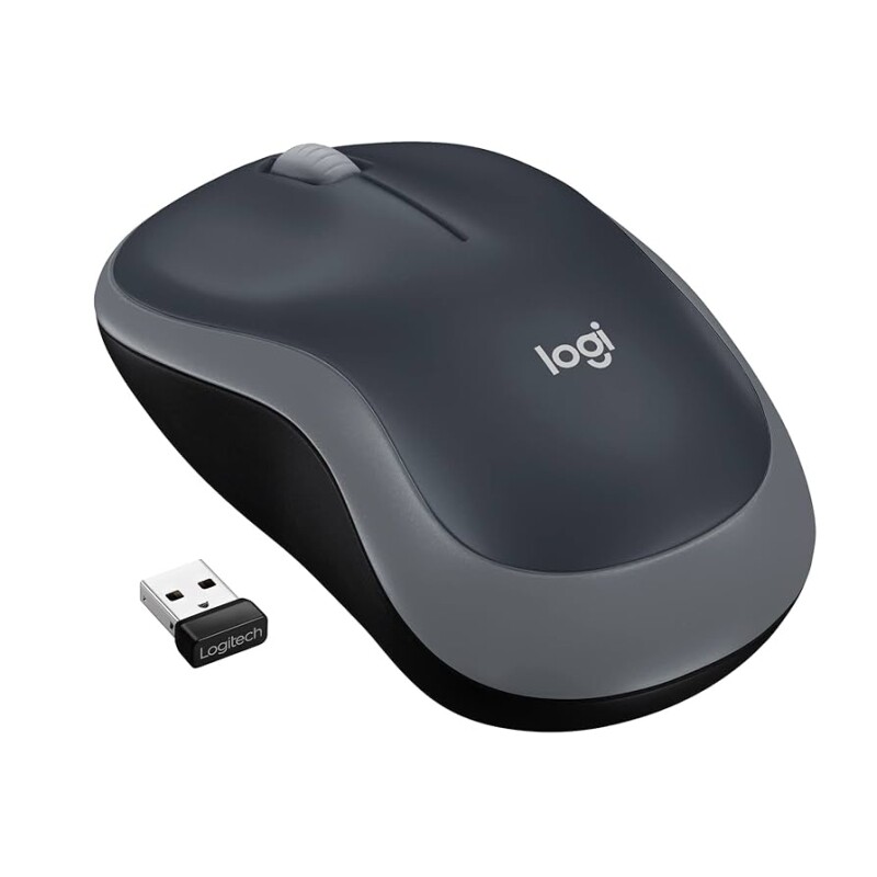 Mouse sem fio Logitech M185 com Design Ambidestro Compacto Conexão USB Frequência de 2.4 GHz e Pilha Inclusa - Cinza
