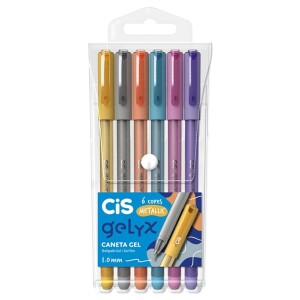 Caneta Gel – CiS Gelyx – Estojo com 6 unidades – Metálica