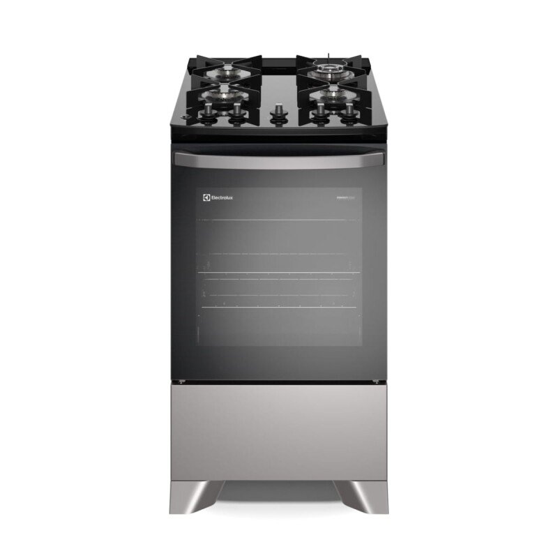Fogão 4 bocas Electrolux Prata Efficient com Mesa de Vidro Tripla Chama e VaporBake - FE4GS