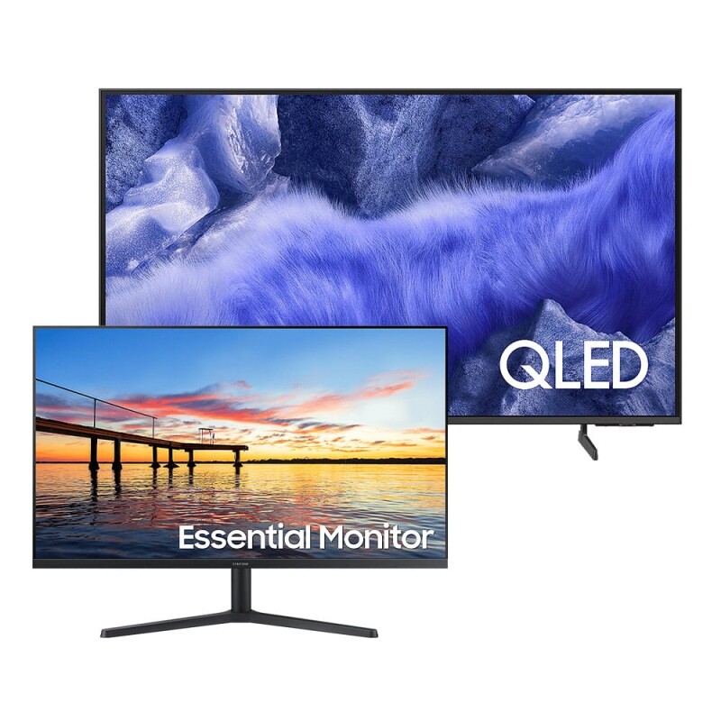 Combo Samsung Vision AI TV 55" QLED 4K QEF1 2025 + Monitor Essential S3 32" FHD 75Hz - F-55QEF-LS32B