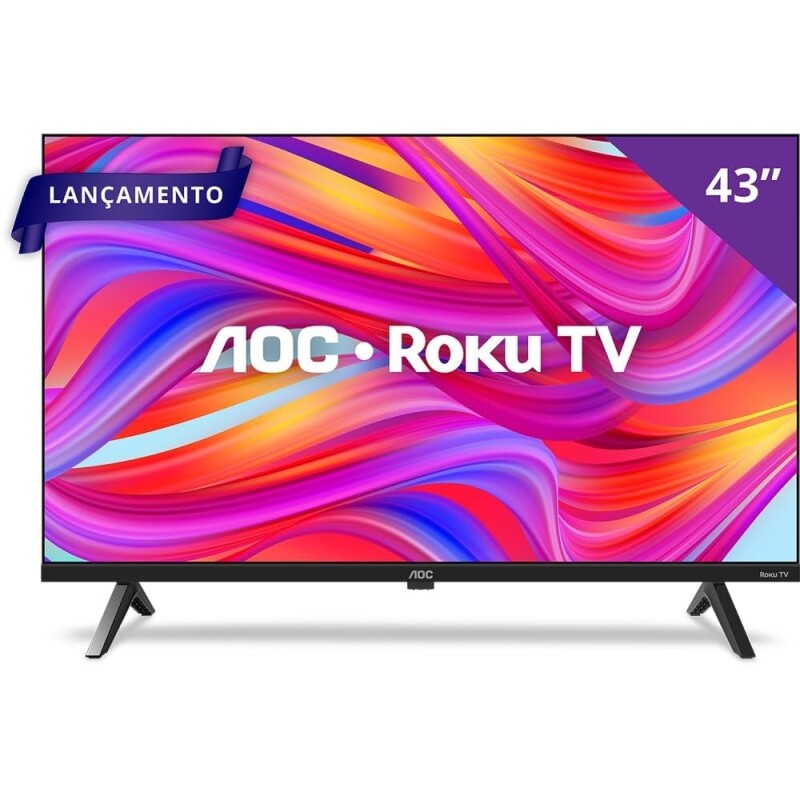 AOC Smart TV Roku 43'' Full HD 43S5045/78G com HDMI USB Wi-Fi Conversor Digital