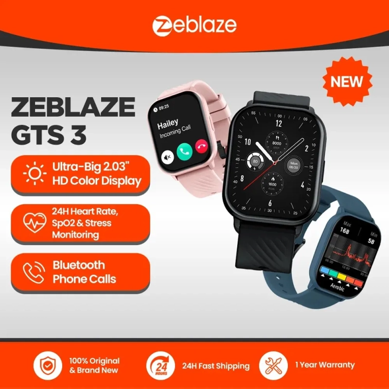 3 Unidades De Zeblaze-GTS 3 Voice Calling Relógio Inteligente Ultra Grande 2.03 "Tela HD Monitor de Saúde