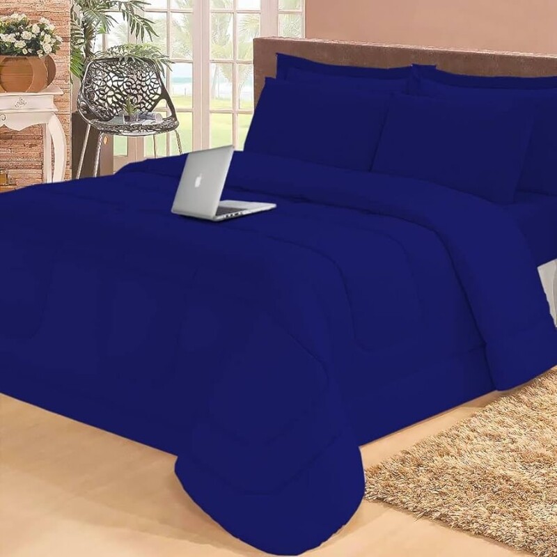 Kit Roupa de Cama Edredom Dupla Face 6 Peças Casal Queen