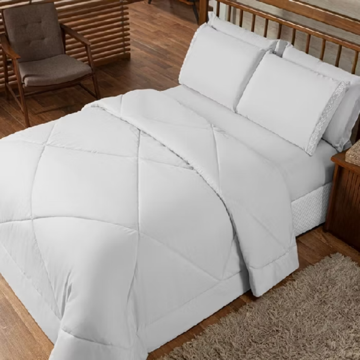 Jogo de Cama Kit 06 Peças com Lençol e Fronha Bordado Ingles por R$104,90