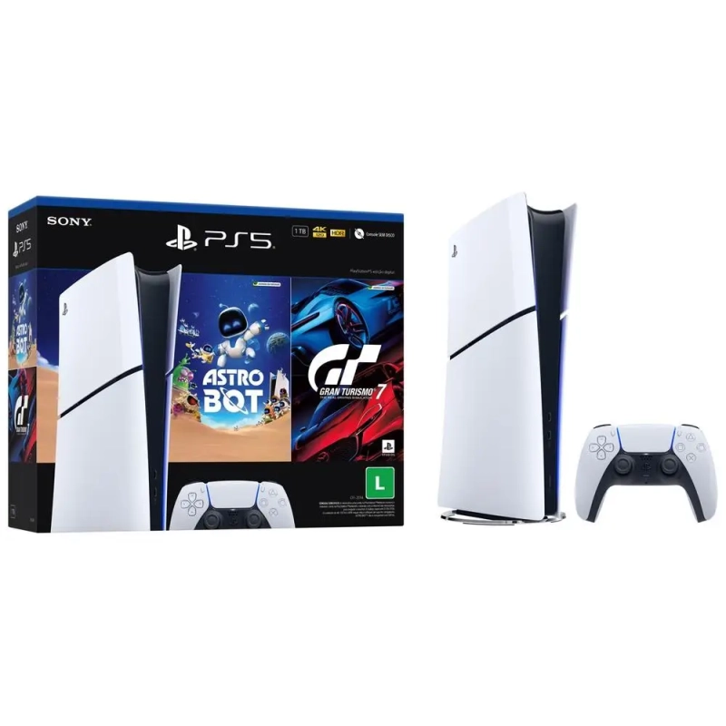 PlayStation 5 Slim Edição Digital 1TB 1 Controle Branco Sony com 2 Jogos