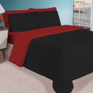 Jogo de Cama Casal Queen Kit Edredom com Jogo de Lençol 6 Peças