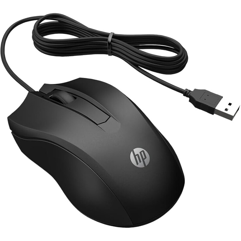 Mouse HP USB 100 Preto - Sensor Óptico Ambidestro Resoluções até 1600 DPI Compatível com PC/Mac - 6VY96AA