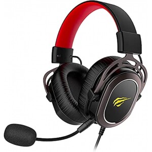 Havit Headset H2008d com Microfone Gamer Preto e Vermelho. Falante de 50mm conector 3 5 mm Compatível com PS4 / XBOX Tamanho: Médio