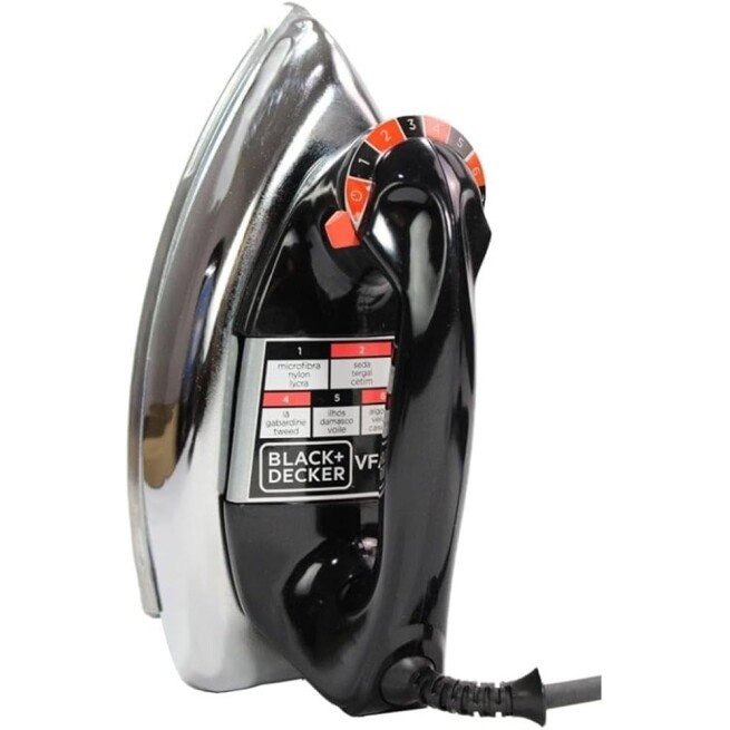 Black Decker Ferro de Passar Roupa a Seco Metálico Preto Modelo VFA1110XM6 220V