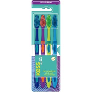 Kit com 4 Escovas Kess Supra Multicor