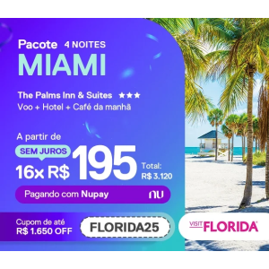 Viaje Para Miami com 25% de Desconto em Pacotes - Voo + Hotel + Café da Manhã