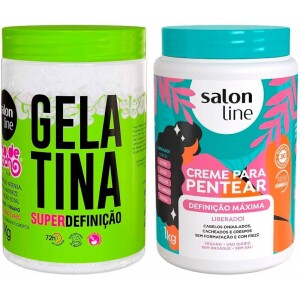 Kit Creme de Pentear Salon Line  Definição Máxima + Gelatina Capilar Super Definição Vegano - Para Cabelos Ondulados Cacheado