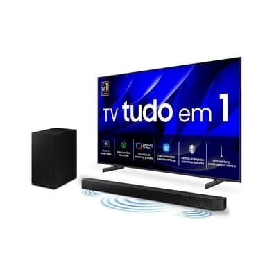 Kit Smart TV 85 Polegadas Samsung Crystal UHD 4K 3 HDMI 1 USB Bluetooth + Soundbar - Hw-b550/zd