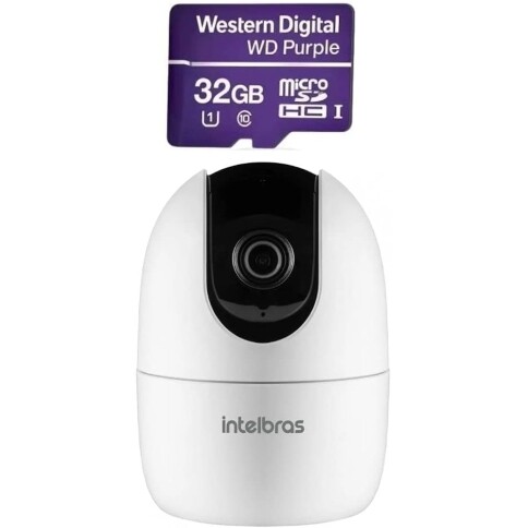 Câmera de Vídeo Inteligente Wi-Fi iM4 C Branco Intelbras + MicroSD 32GB