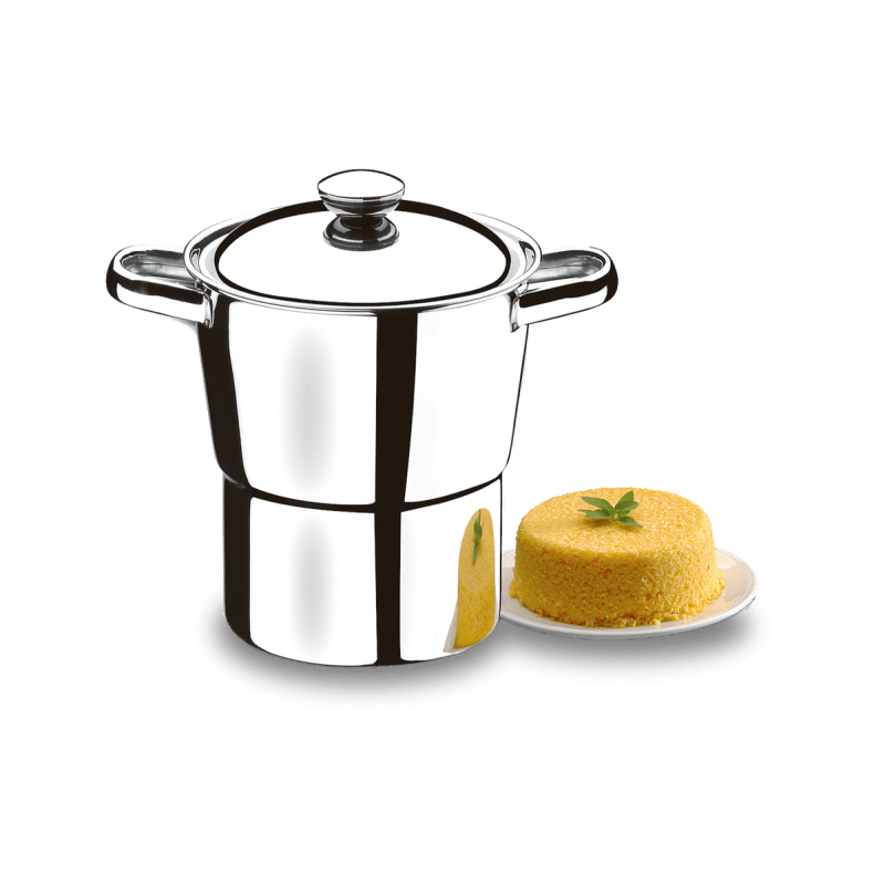 Cuscuzeira  16cm estrutura 100% aço inoxidável polido