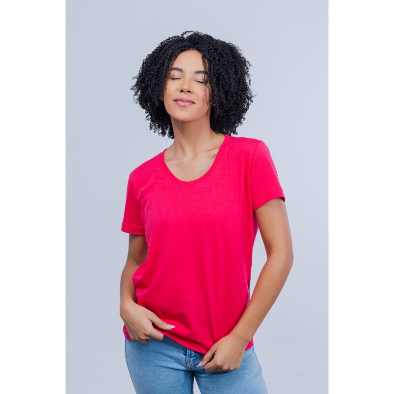 Camiseta Básica Rosa Romã - Camiseta Rosa