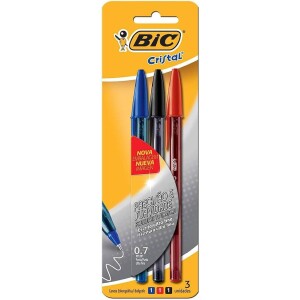 BIC Caneta Esferográfica Escrita Fina Cristal Fina 3 Cores
