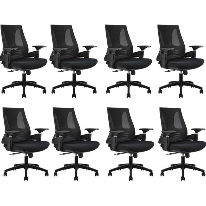 Kit com 8 Cadeiras Office Diretor Toledo com Braços 3d Office Nr17 Preto