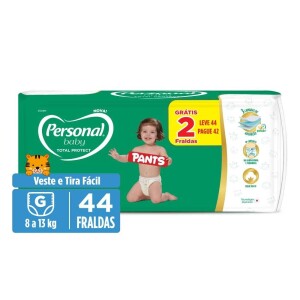 Personal Fralda Baby Total Protect Pants Grande 44 Unidades