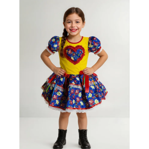 Vestido Festa Junina Quadrilha Infantil Moderno Escola Luxo