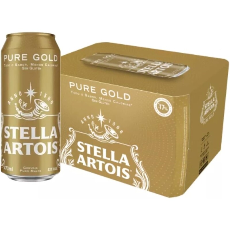 Pack Cerveja Stella Artois Pure Gold Sem Glúten Lata 473ml Caixa 12 unidades