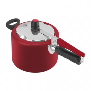Panela de Pressão Fechamento Interno CLOCK Original 4,5L Tampa Polida e Revestimento Vermelho