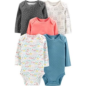 Simple Joys by Carter's Pacote com 5 bodies de manga comprida para bebês meninas pontos/floral/coruja 24 meses