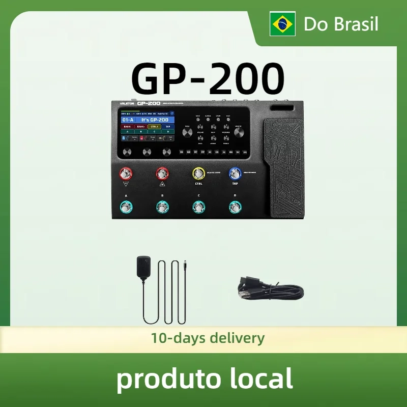 Valeton GP-200 Brasil Guitar Bass Amp Modeling IR Simulação Multi-Efeitos com EU Power FX Loop MIDI I O Pedal de Expre