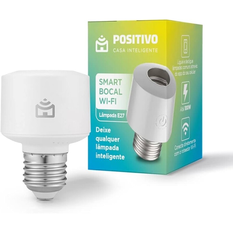 Smart Bocal Wi-Fi Positivo Casa Inteligente Soquete E27 100W Branco Bivolt - Compatível com Alexa