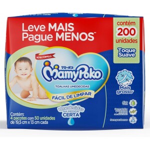 MamyPoko Lenços Umedecidos Toque Suave 200 Unidades