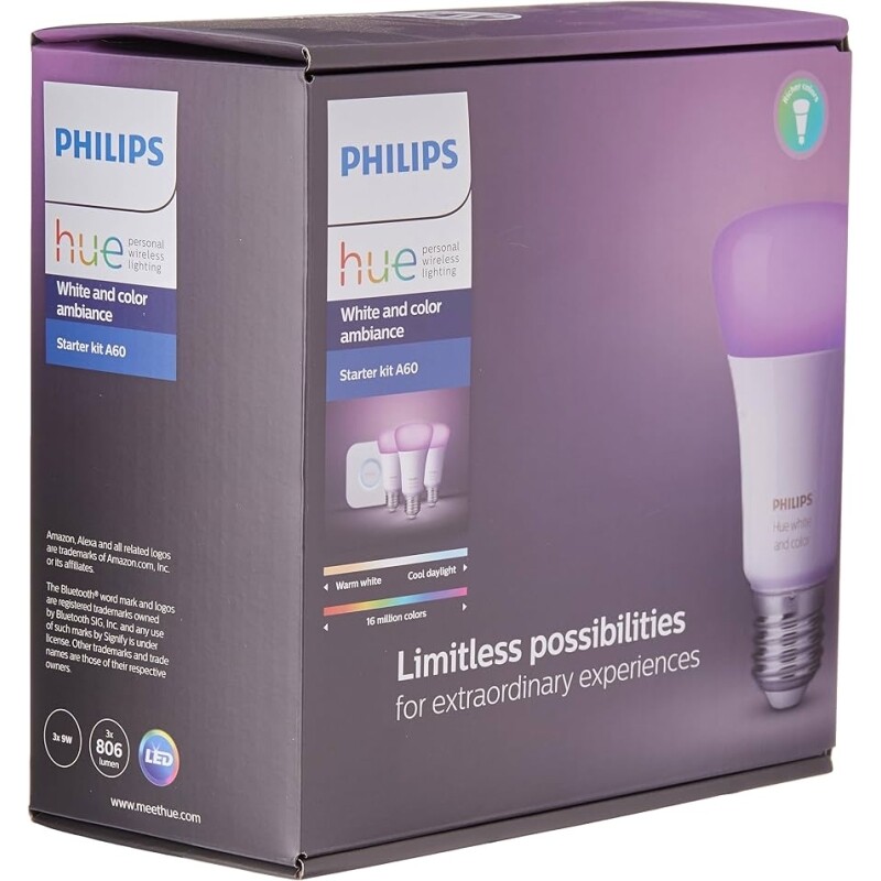 Philips Hue Starter Kit Casa Inteligente 9W 110V - 3 Lâmpadas + Hub Iluminação Inteligente Controlada Por Wifi e Blue