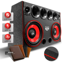 Caixa Som Trio Automotivo Shutt Subwoofer Beatz 12" 1000w RMS Carro Pancadão Grave LED Neon