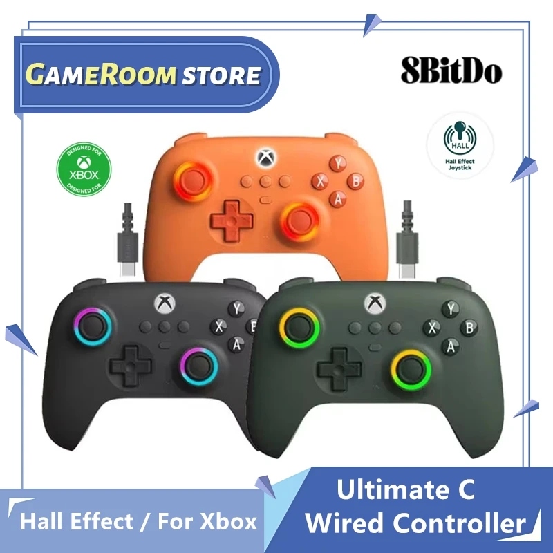 8BitDo Ultimate C Wired Controller Gamepad USB com joysticks de efeito Hall para Xbox Series XSeries S Xbox One e PC